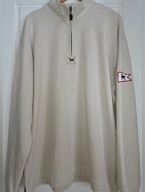 The Black Dog, Vintage Collection Men's Cream Quarter-Zip Pullover Sweater Sz 2X